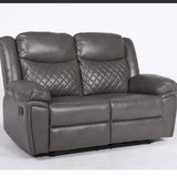Myra Faux Leather 2 Seater Manual Recliner Sofa In Grey