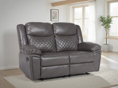 Myra Faux Leather 2 Seater Manual Recliner Sofa In Grey