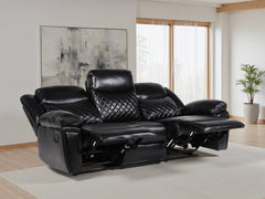 Myra Faux Leather 3 Seater Manual Recliner Sofa In Black