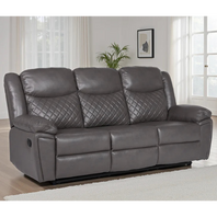 Myra Faux Leather 3 Seater Manual Recliner Sofa In Grey