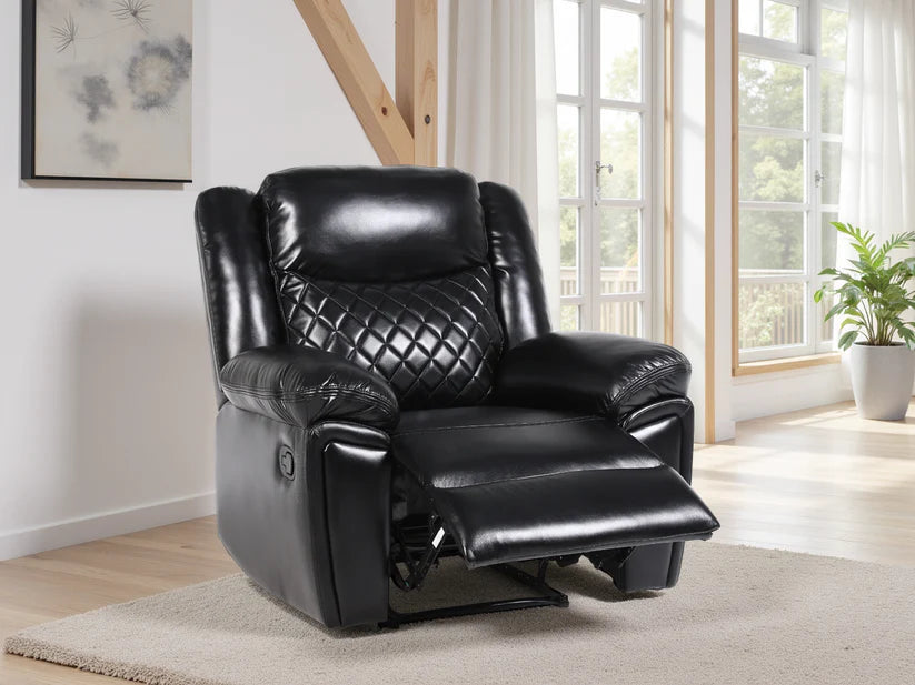 Myra Faux Leather Manual Recliner Arm Chair In Black