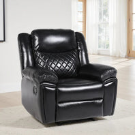 Myra Faux Leather Manual Recliner Arm Chair In Black