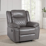Myra Faux Leather Manual Recliner Arm Chair In Grey