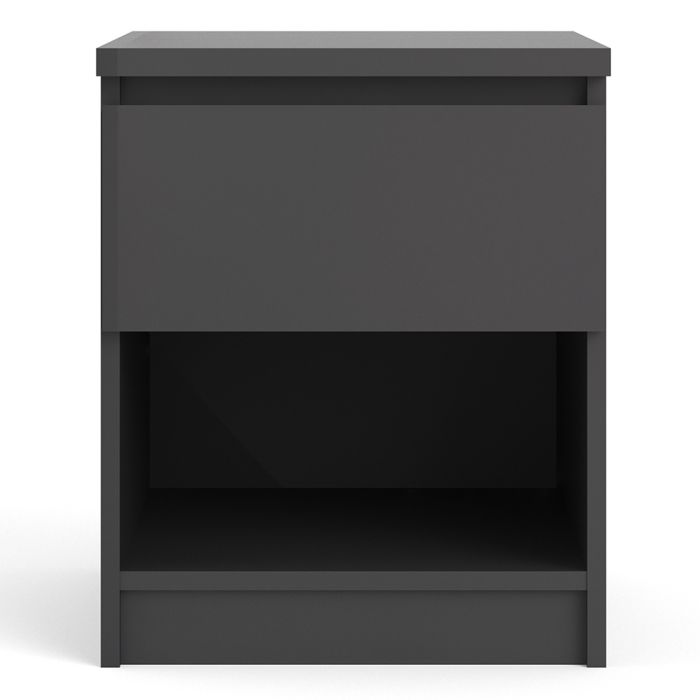 Naia Bedside 1 Drawer 1 Shelf in Black Matt - UK