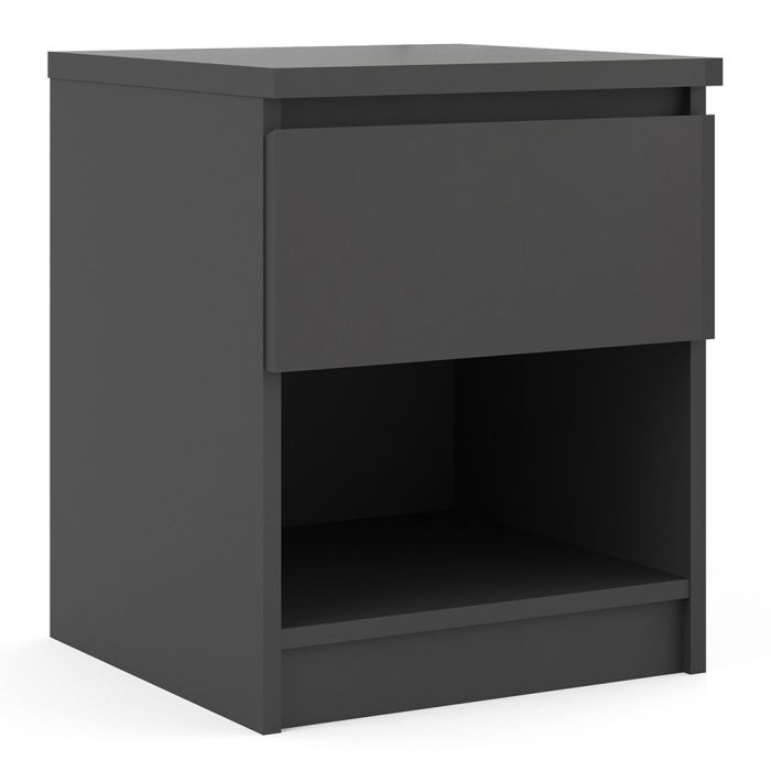 Naia Bedside 1 Drawer 1 Shelf in Black Matt - UK