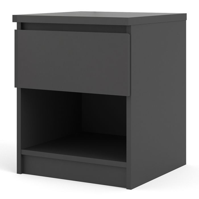 Naia Bedside 1 Drawer 1 Shelf in Black Matt - UK