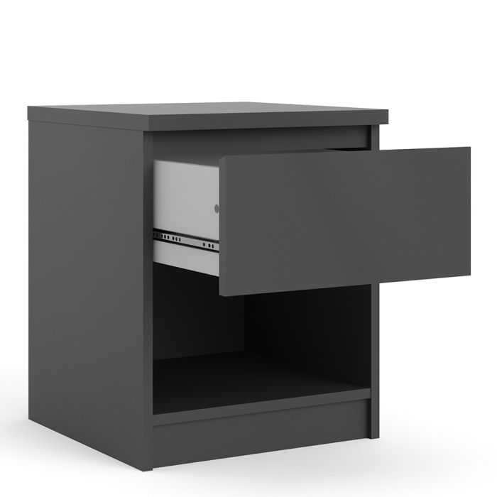 Naia Bedside 1 Drawer 1 Shelf in Black Matt - UK