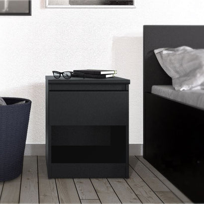 Naia Bedside 1 Drawer 1 Shelf in Black Matt - UK - Furniture One Shop