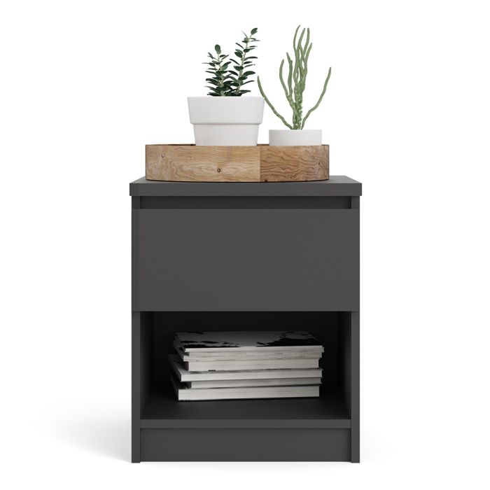 Naia Bedside 1 Drawer 1 Shelf in Black Matt - UK