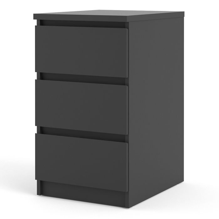 Naia Bedside 3 Drawers in Black Matt - UK