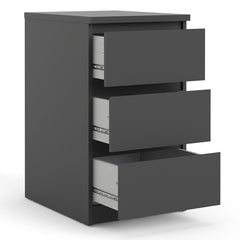 Naia Bedside 3 Drawers in Black Matt - UK - Furniture One Shop