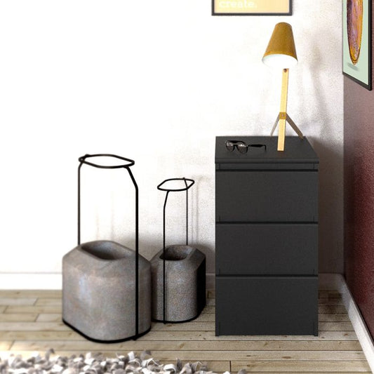 Naia Bedside 3 Drawers in Black Matt - UK