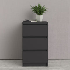 Naia Bedside 3 Drawers in Black Matt - UK - Furniture One Shop