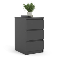 Naia Bedside 3 Drawers in Black Matt - UK - Furniture One Shop