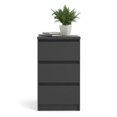 Naia Bedside 3 Drawers in Black Matt - UK - Furniture One Shop