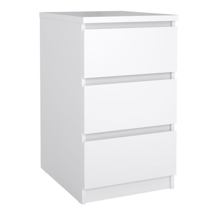 Naia Bedside 3 Drawers in White High Gloss - UK