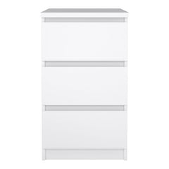 Naia Bedside 3 Drawers in White High Gloss - UK - Furniture One Shop