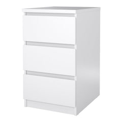 Naia Bedside 3 Drawers in White High Gloss - UK - Furniture One Shop