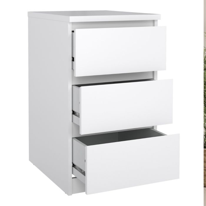 Naia Bedside 3 Drawers in White High Gloss - UK