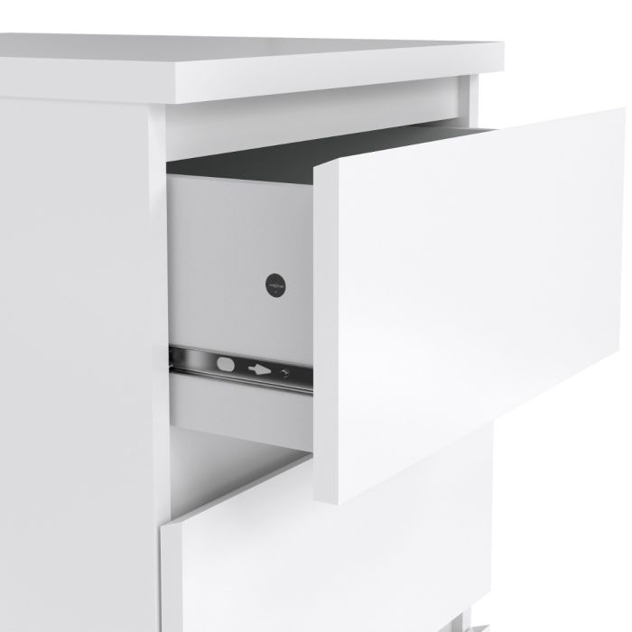 Naia Bedside 3 Drawers in White High Gloss - UK