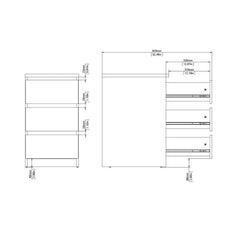 Naia Bedside 3 Drawers in White High Gloss - UK - Furniture One Shop