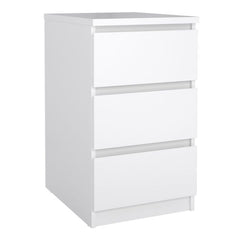 Naia Bedside 3 Drawers in White High Gloss - UK - Furniture One Shop