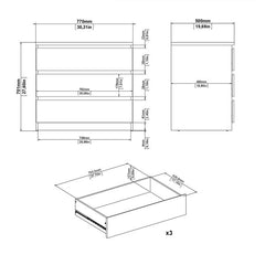 Naia Chest of 3 Drawers in Black Matt - UK - Furniture One Shop