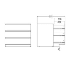 Naia Chest of 3 Drawers in Black Matt - UK - Furniture One Shop