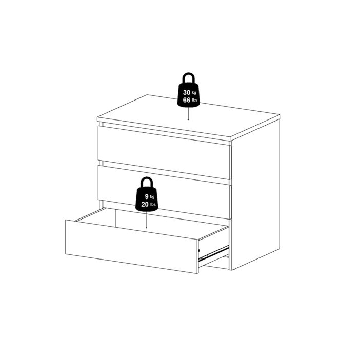 Naia Chest of 3 Drawers in Black Matt - UK