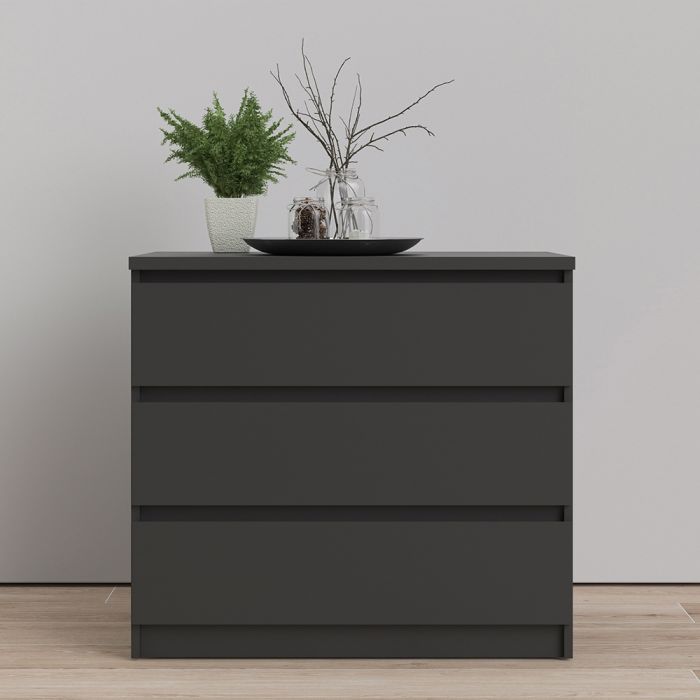 Naia Chest of 3 Drawers in Black Matt - UK