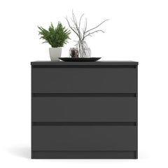 Naia Chest of 3 Drawers in Black Matt - UK - Furniture One Shop