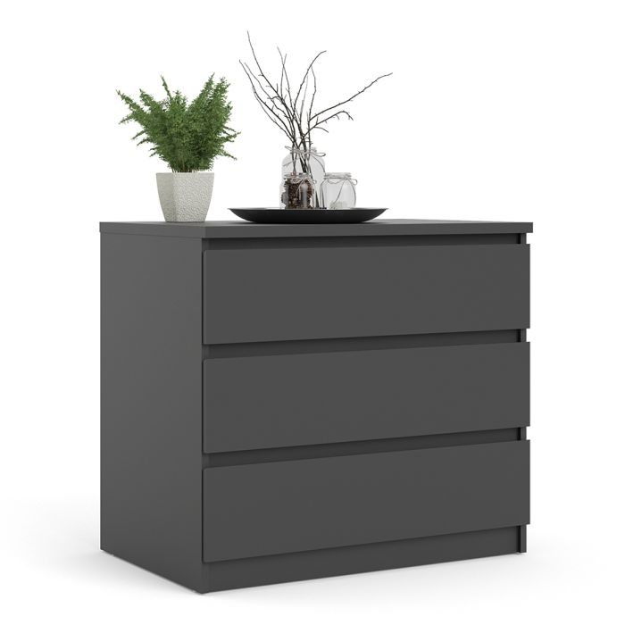 Naia Chest of 3 Drawers in Black Matt - UK