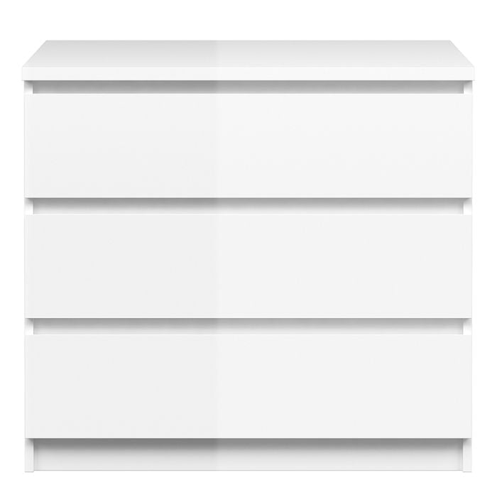 Naia Chest of 3 Drawers in White High Gloss - UK