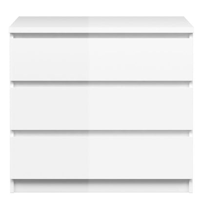 Naia Chest of 3 Drawers in White High Gloss - UK