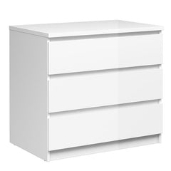 Naia Chest of 3 Drawers in White High Gloss - UK - Furniture One Shop