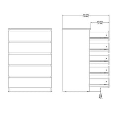 Naia Chest of 5 Drawers in Black Matt - UK - Furniture One Shop