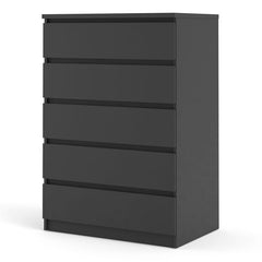 Naia Chest of 5 Drawers in Black Matt - UK - Furniture One Shop