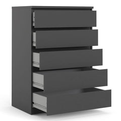 Naia Chest of 5 Drawers in Black Matt - UK - Furniture One Shop