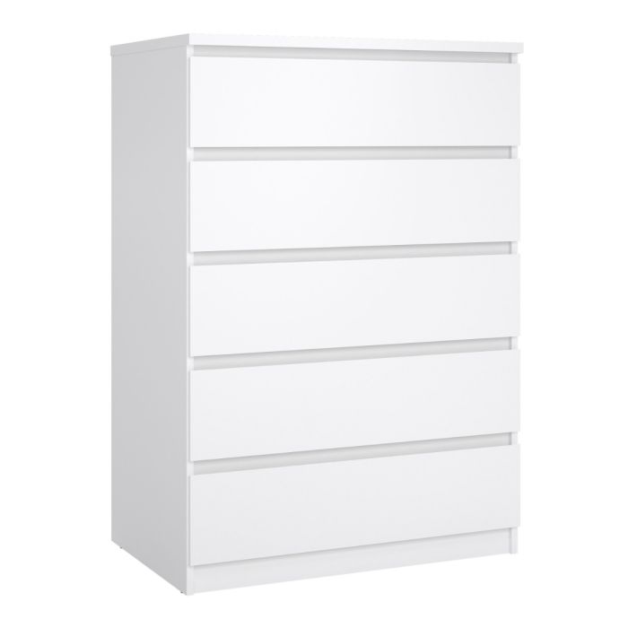 Naia Chest of 5 Drawers in White High Gloss - UK