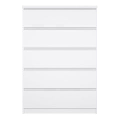 Naia Chest of 5 Drawers in White High Gloss - UK - Furniture One Shop