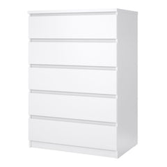 Naia Chest of 5 Drawers in White High Gloss - UK - Furniture One Shop