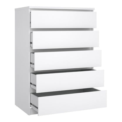 Naia Chest of 5 Drawers in White High Gloss - UK