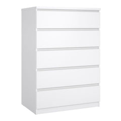Naia Chest of 5 Drawers in White High Gloss - UK - Furniture One Shop
