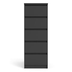 Naia Narrow Chest of 5 Drawers in Black Matt - UK - Furniture One Shop
