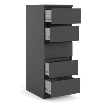 Naia Narrow Chest of 5 Drawers in Black Matt - UK