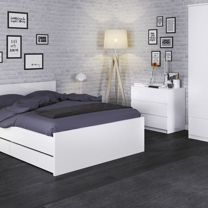 Naia Narrow Chest of 5 Drawers in White High Gloss - UK