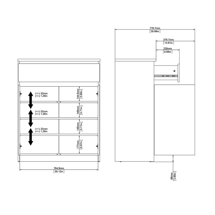 Naia Sideboard - 1 Drawer 2 Doors in Black Matt - UK