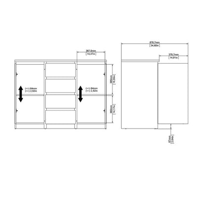 Naia Sideboard 4 Drawers 2 Doors in Black Matt - UK