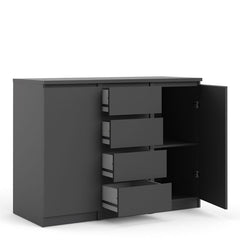 Naia Sideboard 4 Drawers 2 Doors in Black Matt - UK - Furniture One Shop