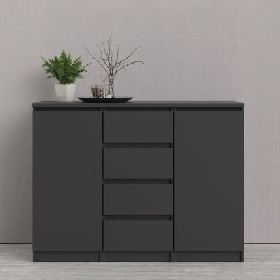 Naia Sideboard 4 Drawers 2 Doors in Black Matt - UK - Furniture One Shop